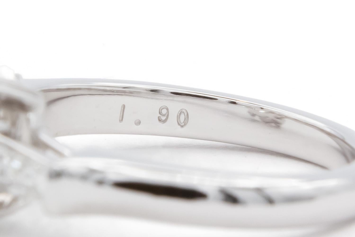 Women's Harry Winston GIA Certified Three Stone Platinum Diamond Engagement Ring 2.19ctw For Sale