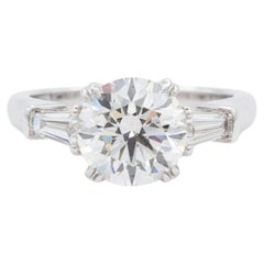 Harry Winston GIA Certified Three Stone Platinum Diamond Engagement Ring 2.19ctw