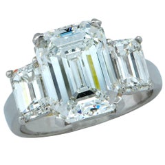 Harry Winston GIA Graded 5.11 Carat Diamond Three-Stone Engagement Ring