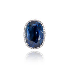 Harry Winston GRS Certified 38.56 Carat Burma Oval Sapphire and Diamond Ring