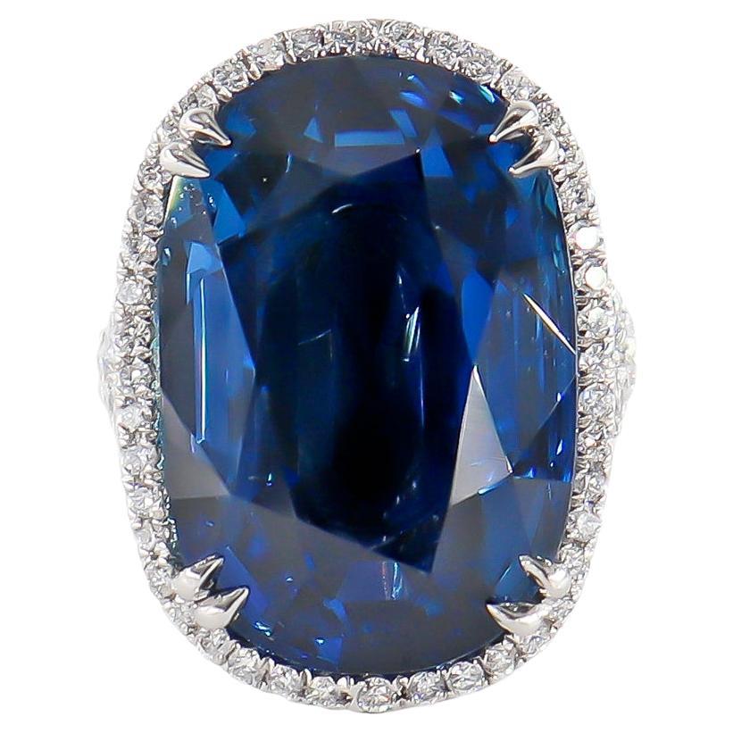 Harry Winston GRS Certified 38.56 Carat Burma Oval Sapphire and Diamond Ring