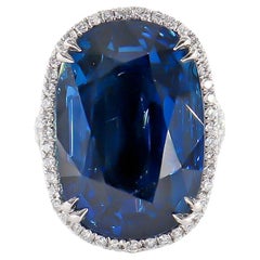 Harry Winston GRS Certified 38.56 Carat Burma Oval Sapphire and Diamond Ring