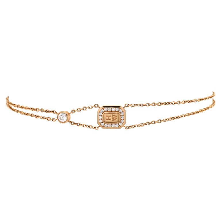 Harry Winston HW Logo Chain Bracelet 18k Rose Gold with Diamonds For ...