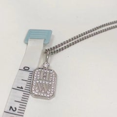 Harry Winston HW Logo Diamond Pendant 18K White Gold Size L