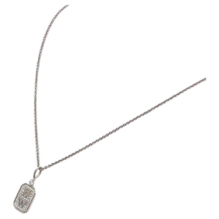 Colgante Harry Winston HW Logo Diamante Oro Blanco 18K Talla L