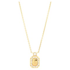 Harry Winston HW Logo Pendant Necklace 18k Yellow Gold with Diamonds