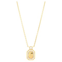 Harry Winston HW Logo Pendant Necklace 18k Yellow Gold with Diamonds