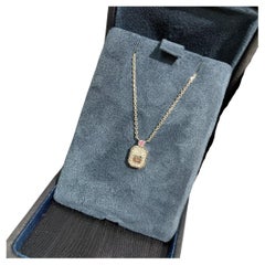 Harry Winston HW Logo Pink Sapphire Diamond Pendant Necklace PT950