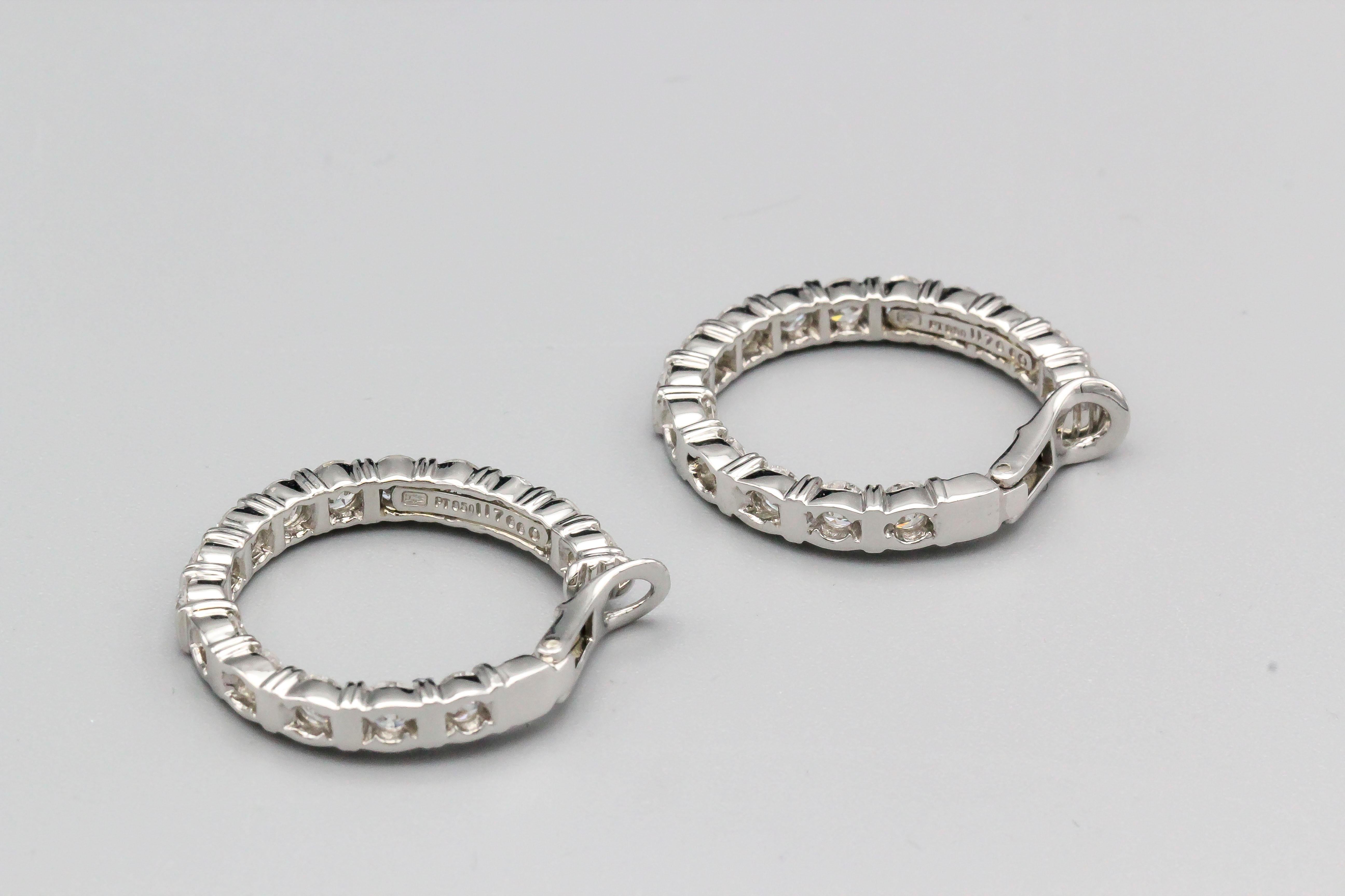 Harry Winston Inside Out Diamond and Platinum Hoop Earrings In Excellent Condition In New York, NY