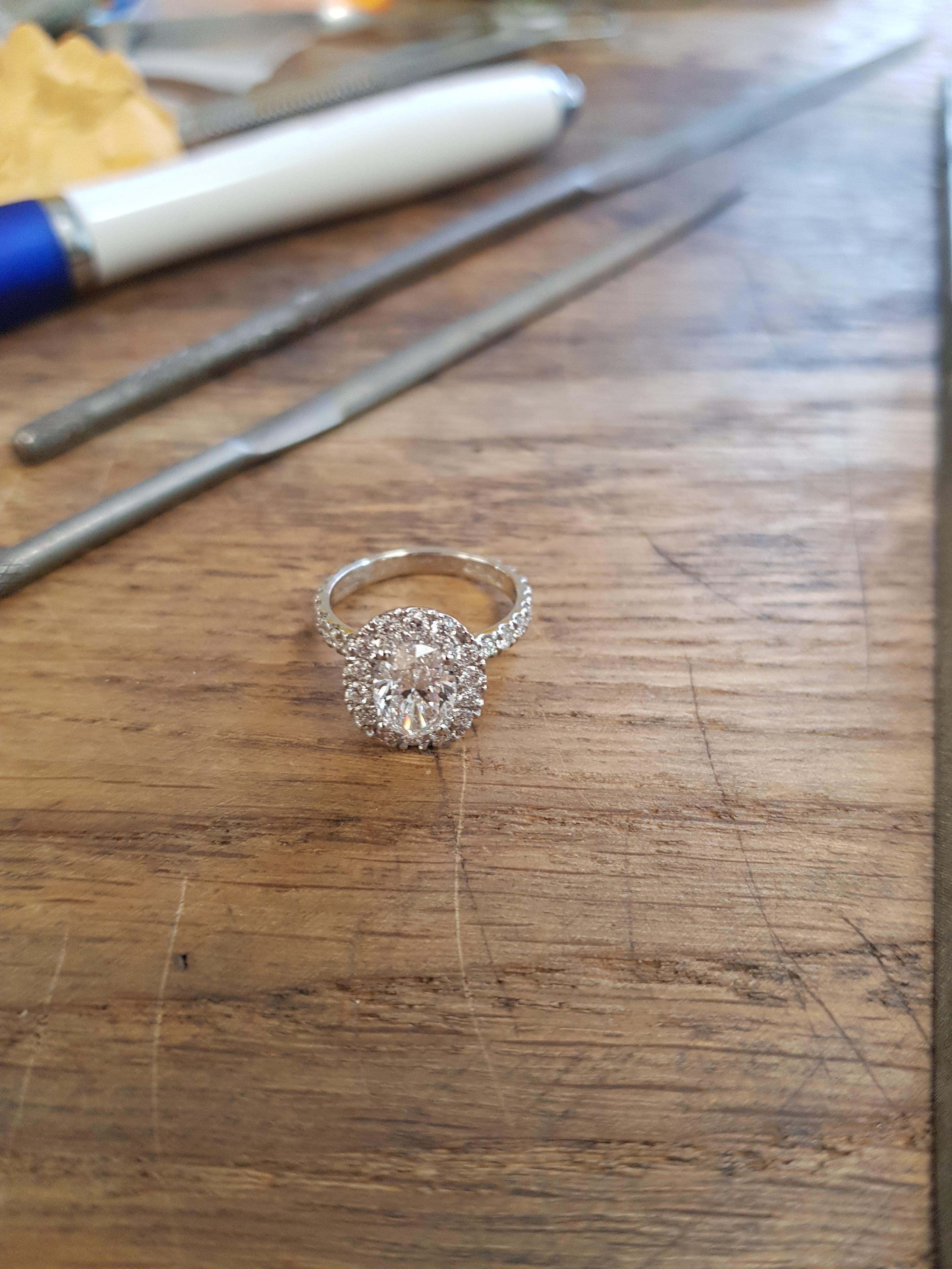 Harry Winston Inspired Diamond Halo Engagement Ring For Sale 1