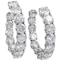 Retro Harry Winston by Jacques Timey Diamond Platinum Hoop Earrings