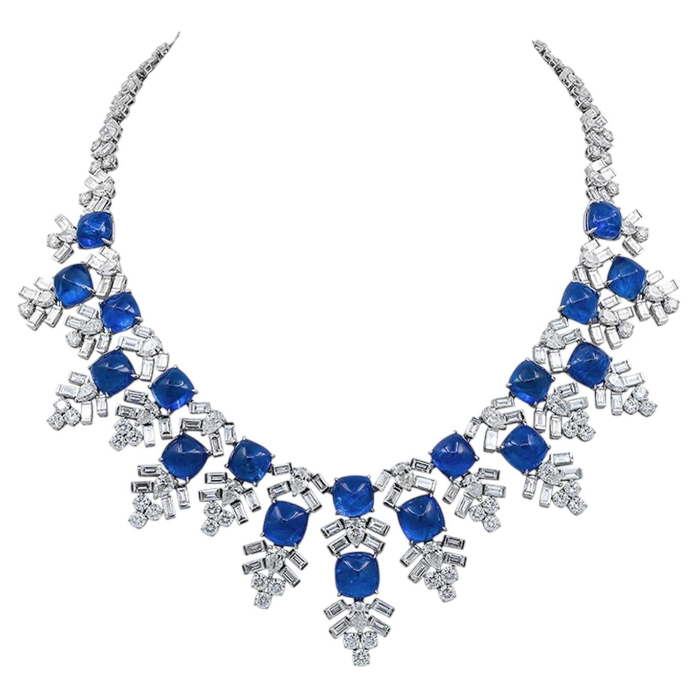 Harry Winston Jacques Timey Vintage Sapphire Diamond Bib Necklace