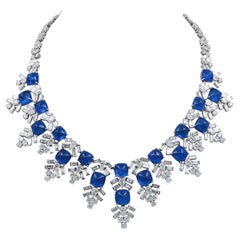 Harry Winston Jacques Timey Vintage Sapphire Diamond Bib Necklace