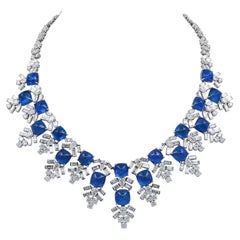 Harry Winston Jacques Timey Vintage Saphir Diamant Lätzchen Halskette