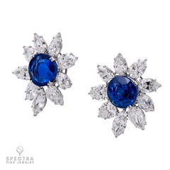 Harry Winston Jacques Timey Pendientes de zafiro vintage con diamantes en racimo
