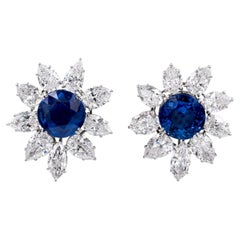 Harry Winston Jacques Timey Pendientes de zafiro vintage con diamantes en racimo