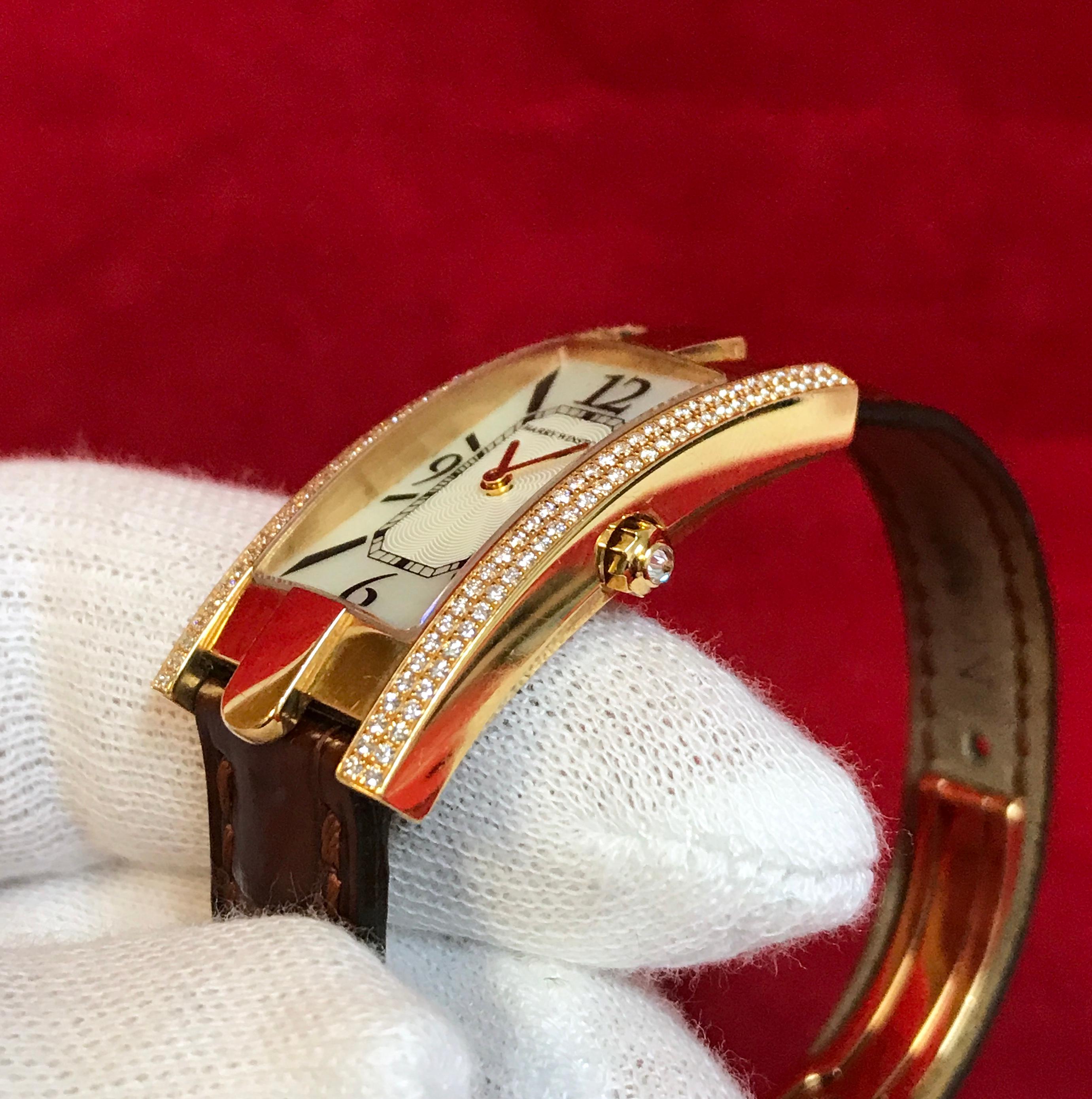 Harry Winston Lady Avenue, 18 Karat Gold, Ladies Wrist Watch, Diamonds, MOP 6