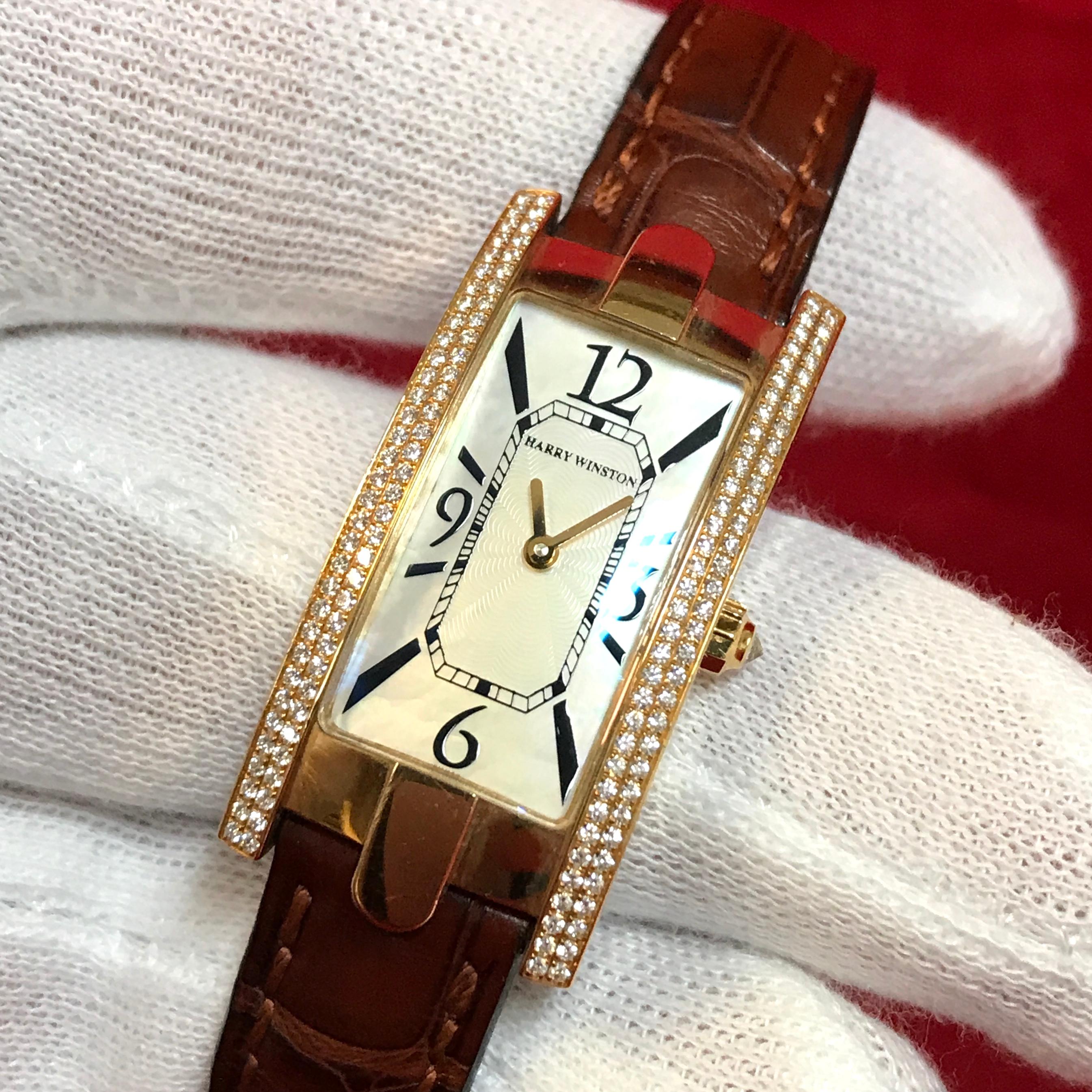 Harry Winston Lady Avenue, 18 Karat Gold, Ladies Wrist Watch, Diamonds, MOP 7