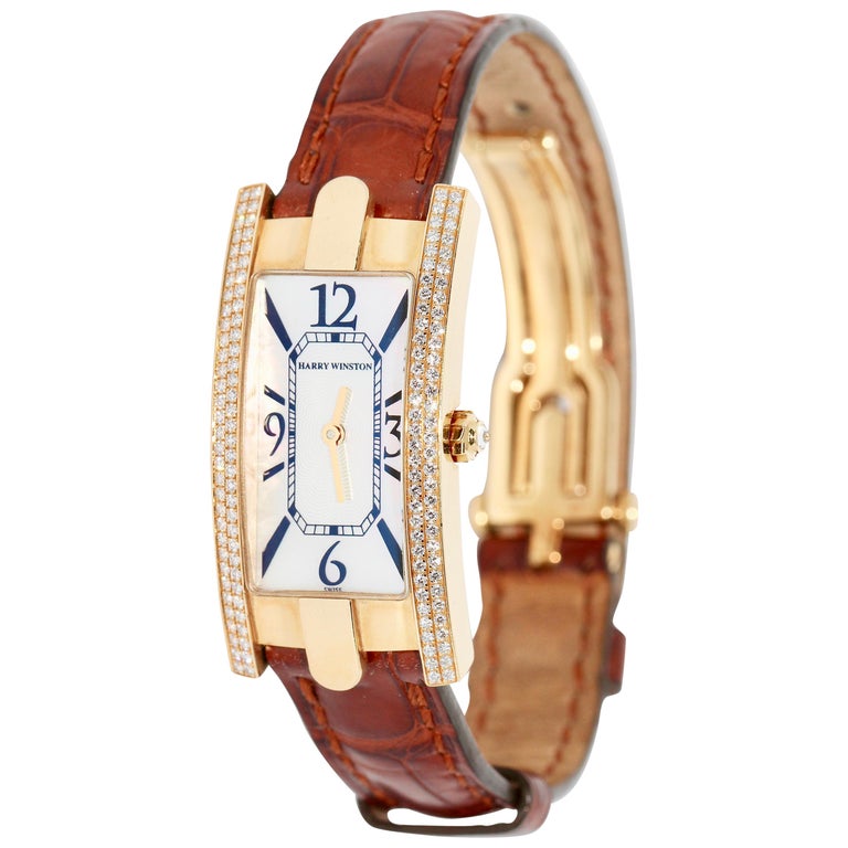 Harry Winston Lady Avenue, 18 Karat Gold, Ladies Wrist Watch, Diamonds, MOP at 1stDibs