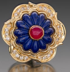 Harry Winston Lapis, Ruby and Diamond Earrings