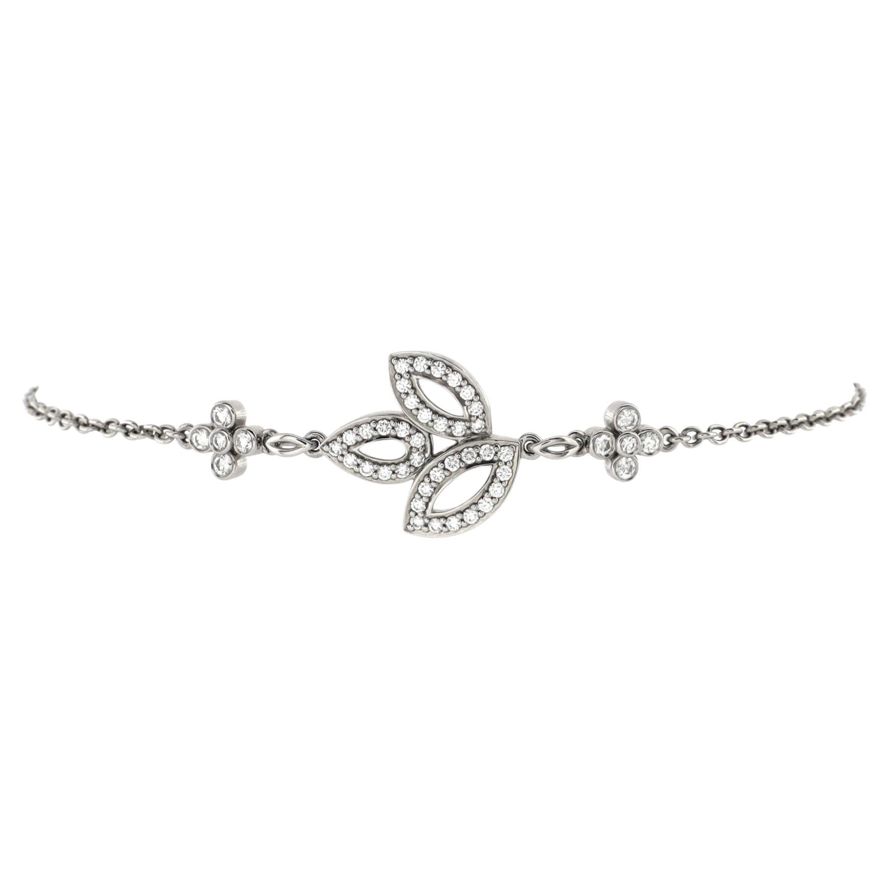 Harry Winston Lily Cluster Chain Bracelet Platinum with Diamonds For Sale