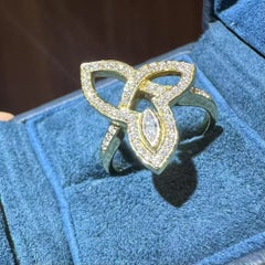 Harry Winston Lily Cluster Pavé Round Diamonds 18K Yellow Gold Ring Size 53