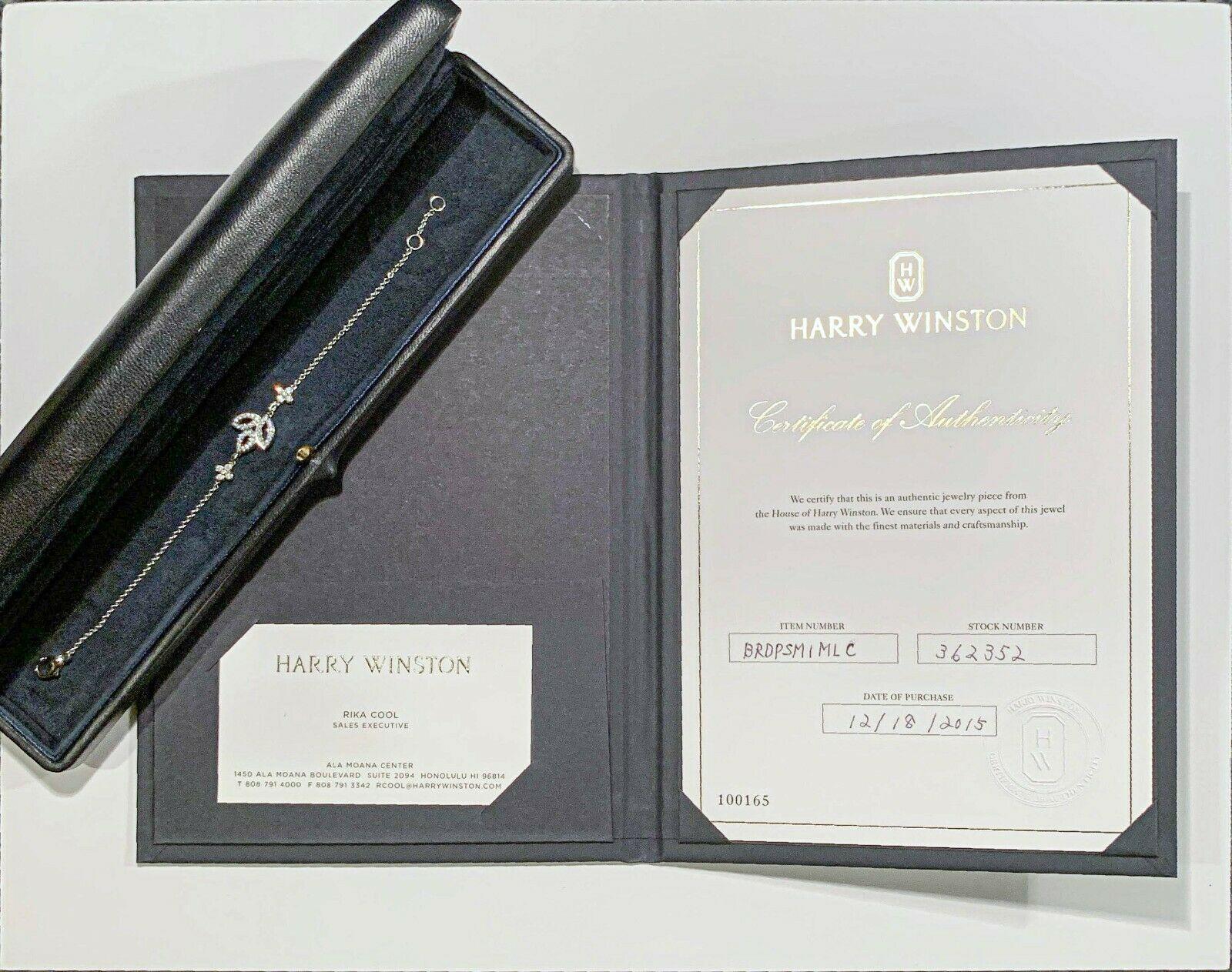 Round Cut Harry Winston Lily Cluster Platinum Diamond Bracelet Retail $5, 200