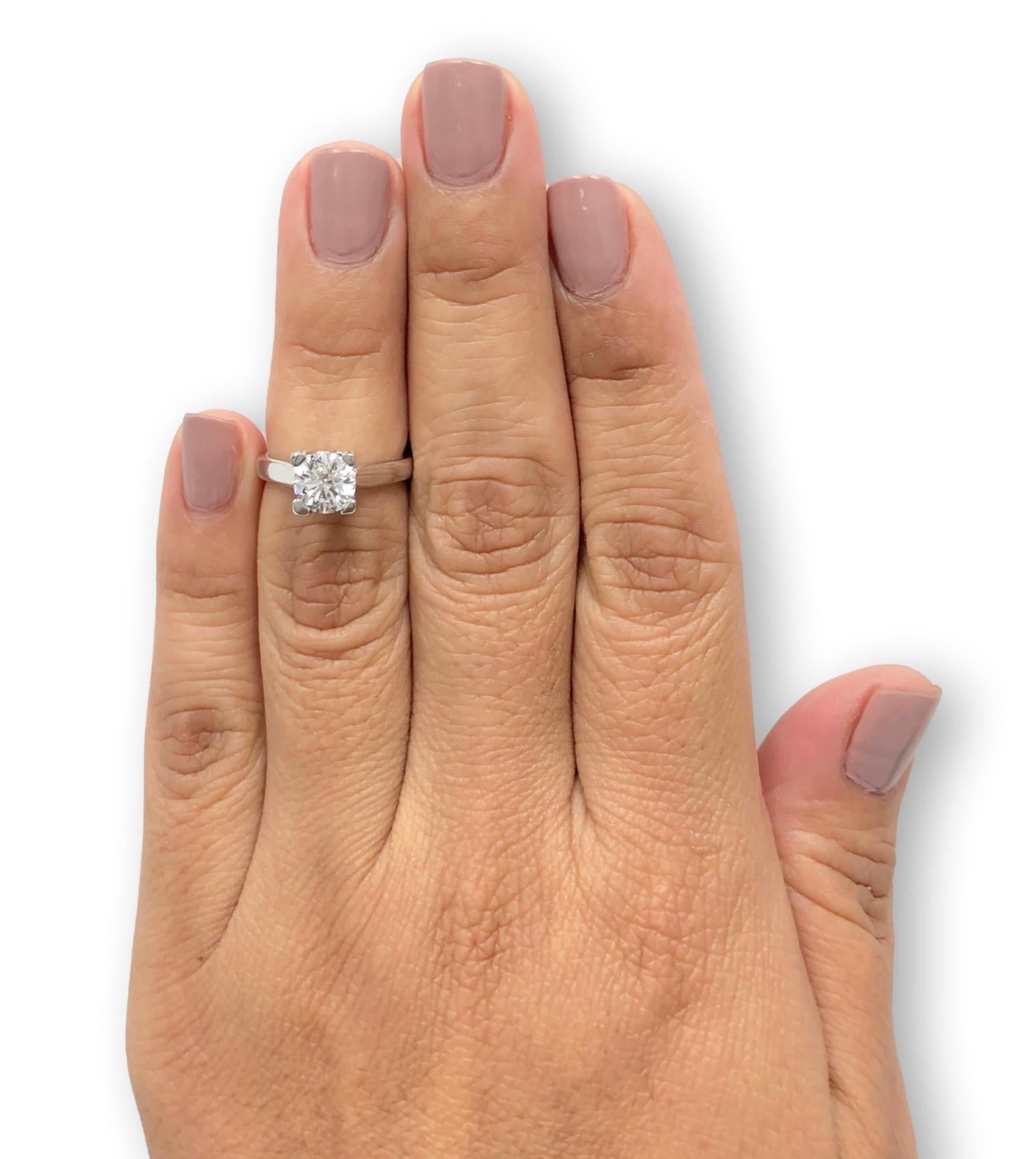 Round Cut Harry Winston Logo Micropave Platinum Round Diamond 1.09ct FVS1 Engagement Ring