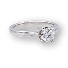 Harry Winston Logo Platinum Round Diamond .51 ct FVVS2 Engagement Ring