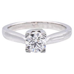 Harry Winston Logo Platinum Round Diamond .51 ct FVVS2 Engagement Ring