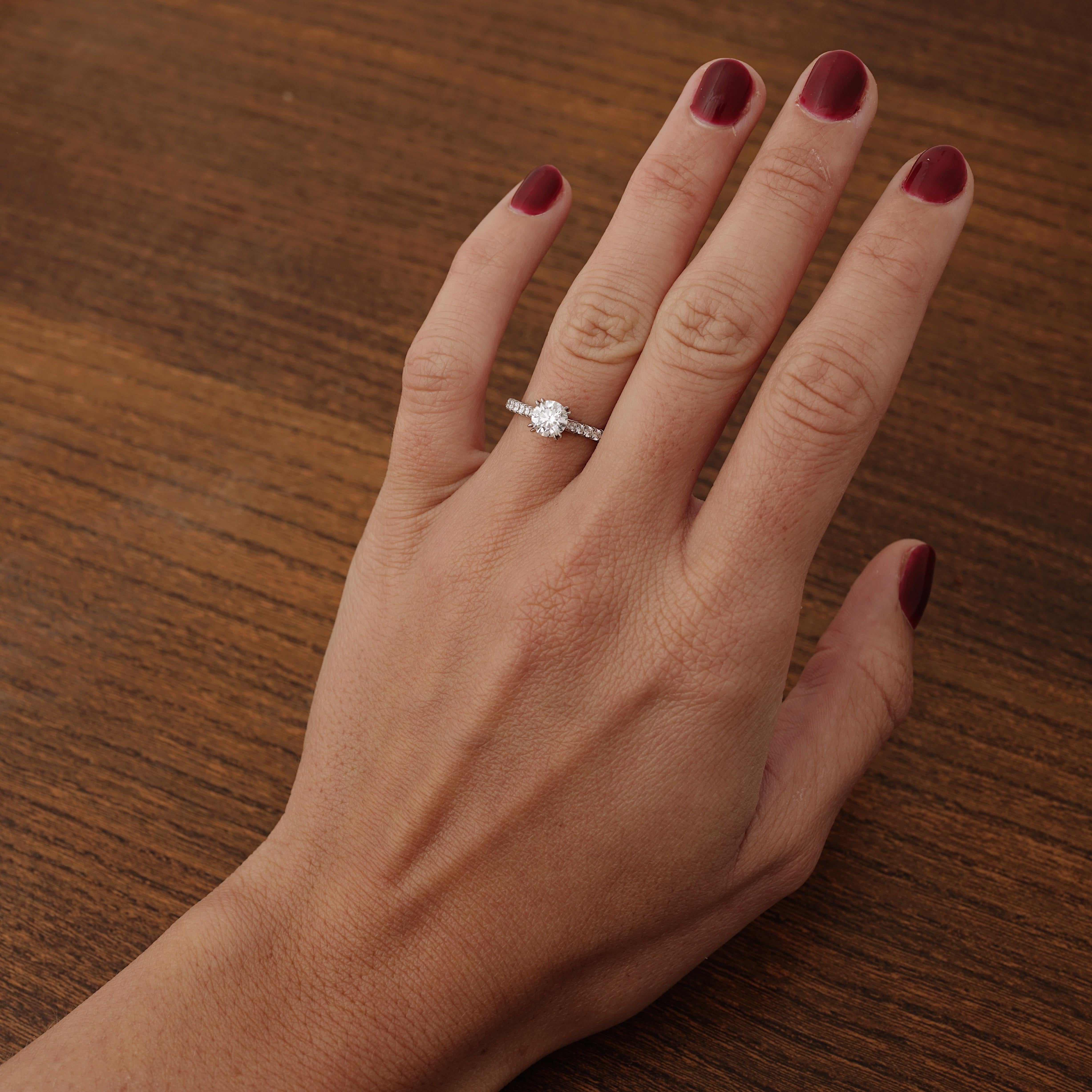 Contemporary Harry Winston, 'LOVE' GIA 0.71 Carat E/VVS1 Diamond Engagement Ring For Sale