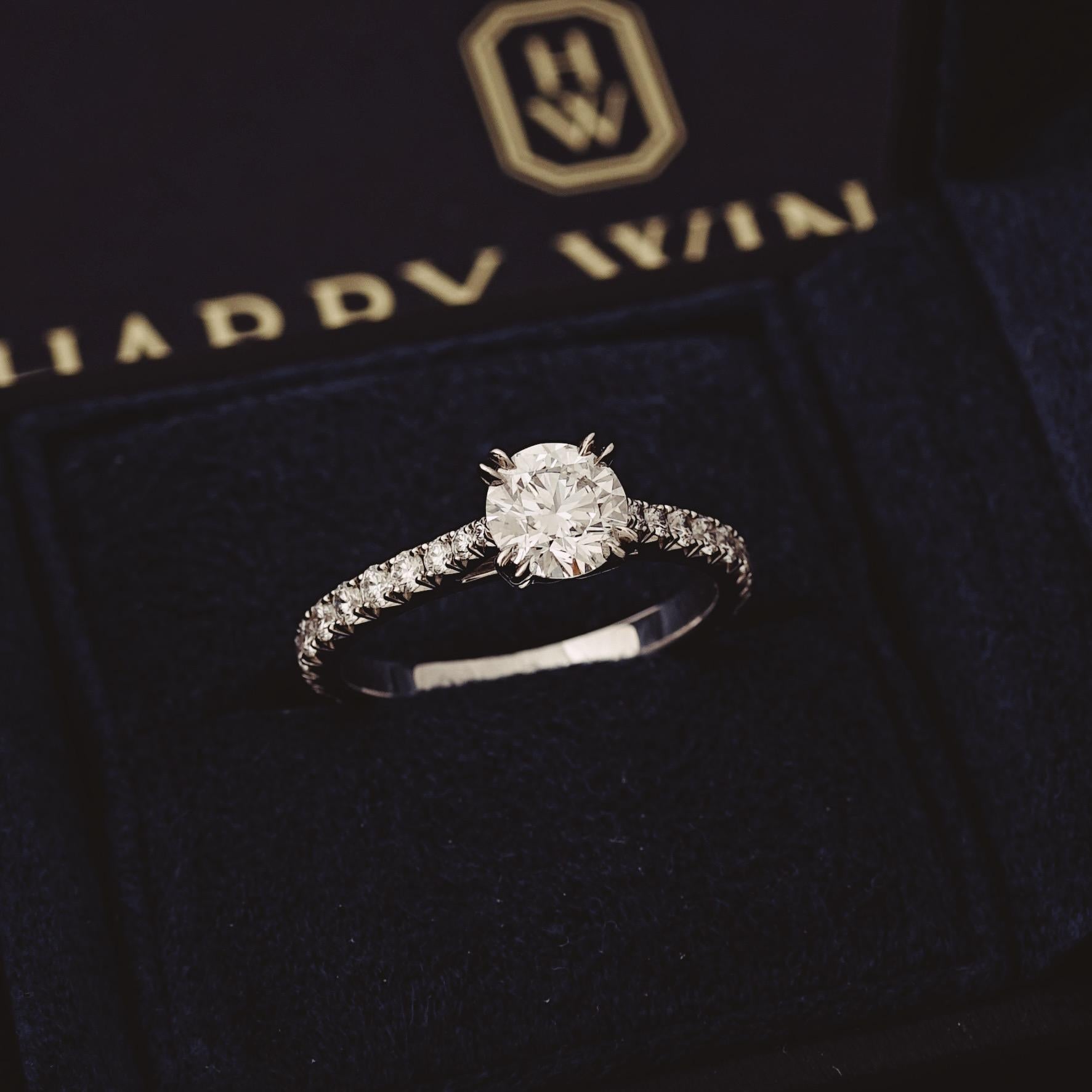 Round Cut Harry Winston, 'LOVE' GIA 0.71 Carat E/VVS1 Diamond Engagement Ring For Sale
