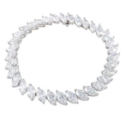 Harry Winston - Bracelet Tennis Riviere Platine Marquis Diamants