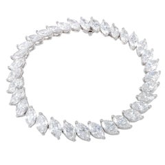 Vintage Harry Winston Marquis Diamonds Riviere Platinum Tennis Bracelet