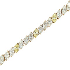 Harry Winston Marquise Shaped Yellow and Colorless Diamond Tennis Bracelet