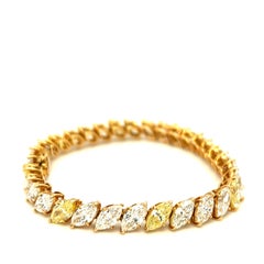 Harry Winston Marquise Shaped Yellow and Colorless Diamond Tennis Bracelet