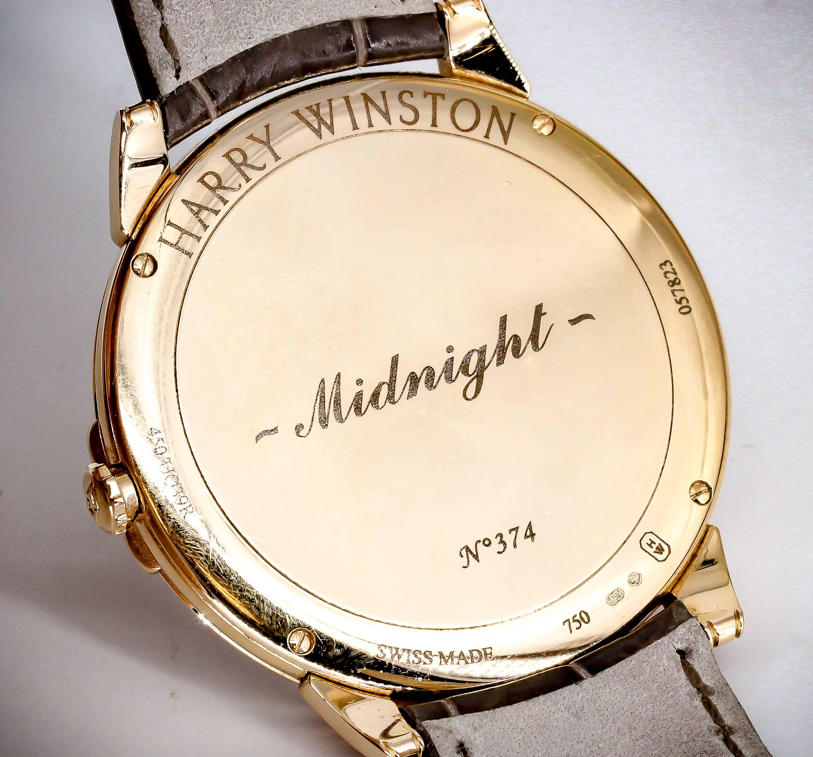 Harry Winston Rose Gold Diamond Midnight Quartz Wristwatch 1