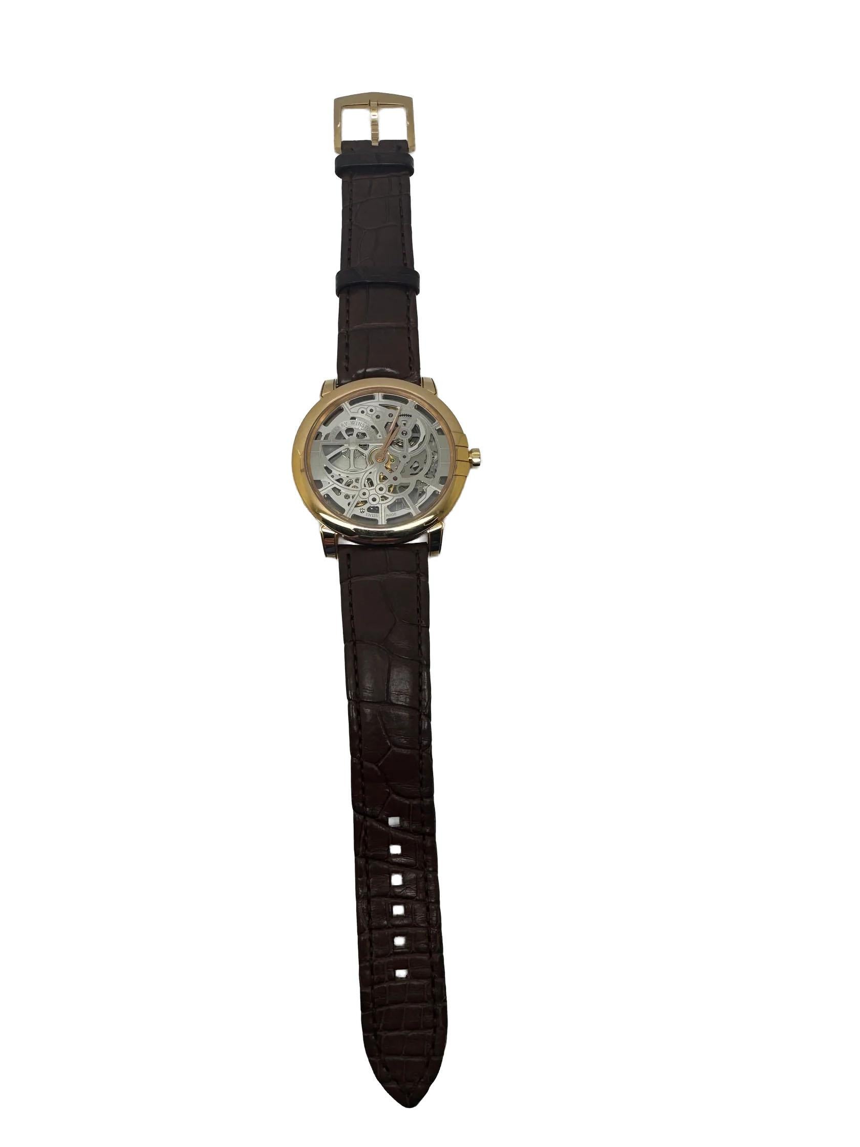 Orologio Harry Winston Midnight Moon Phase Scheletro in oro rosa 42mm in vendita 3