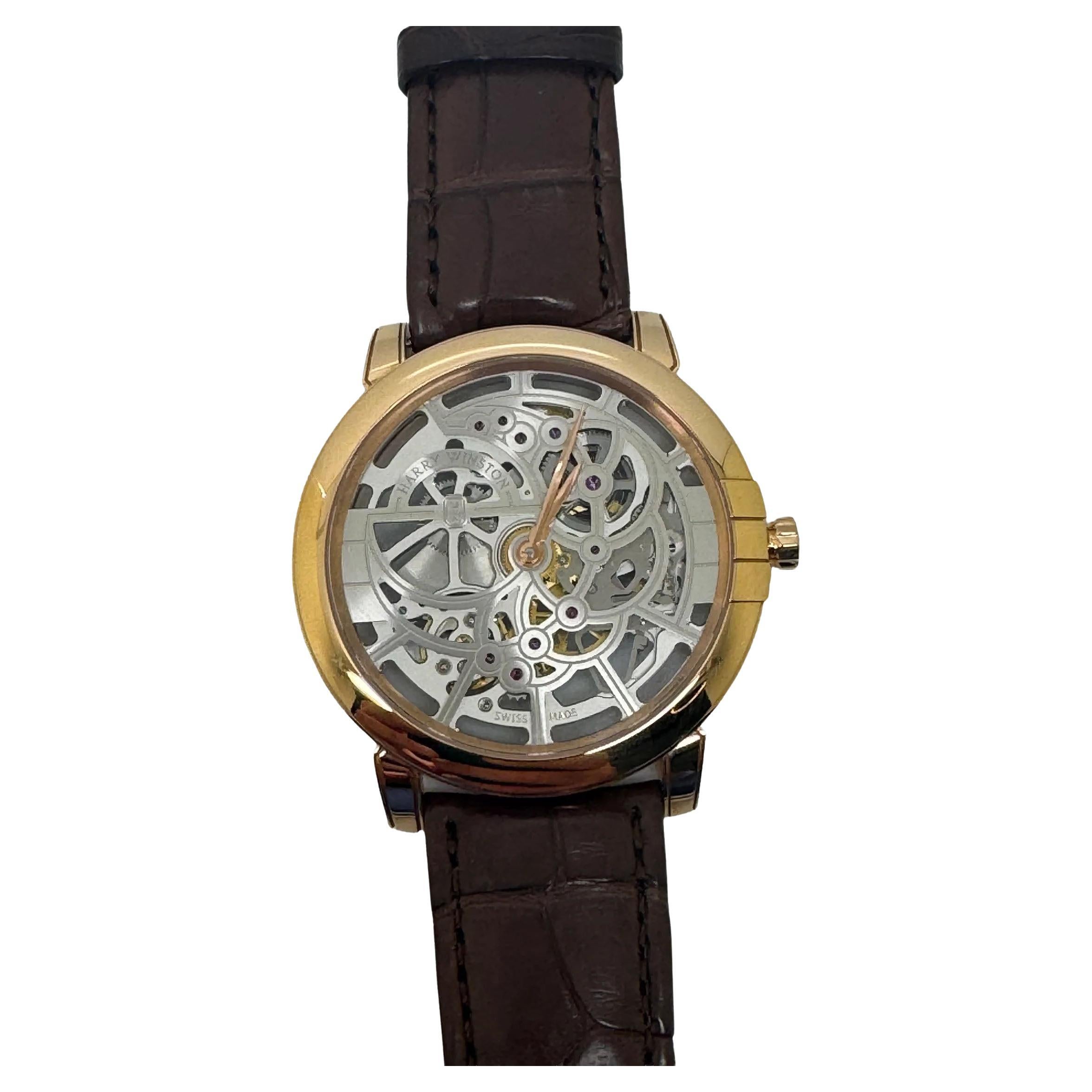 Orologio Harry Winston Midnight Moon Phase Scheletro in oro rosa 42mm