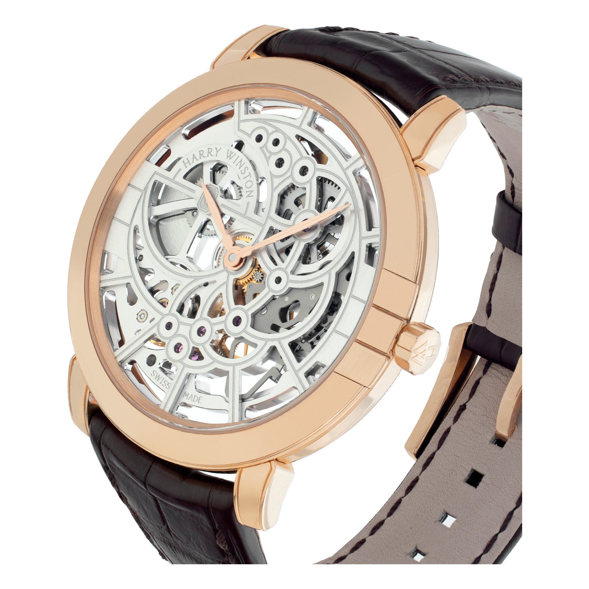 Women's or Men's Harry Winston Midnight Skeleton 18k Rose Gold