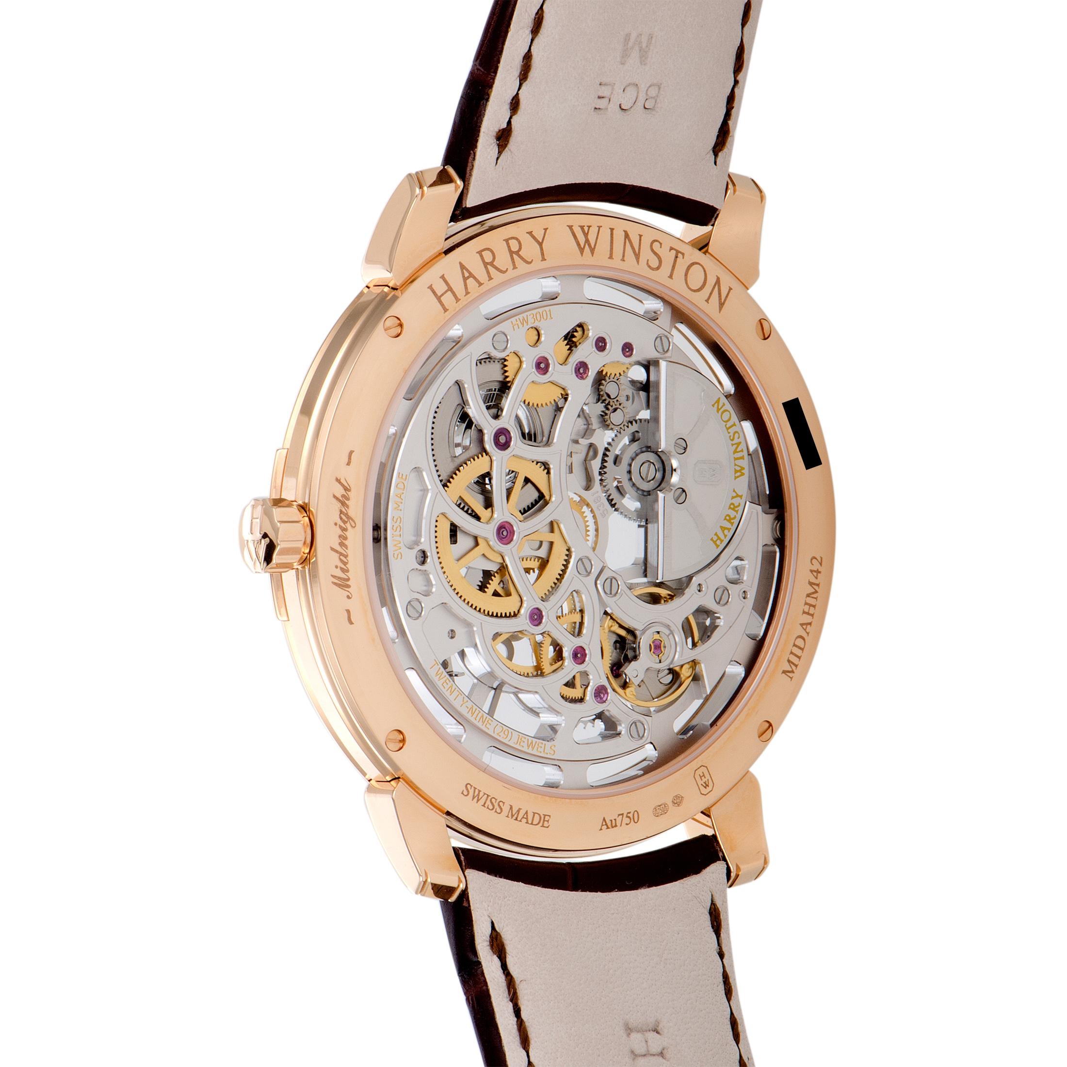 Harry Winston Midnight Skeleton Watch MIDAHM42RR001 In New Condition In Southampton, PA