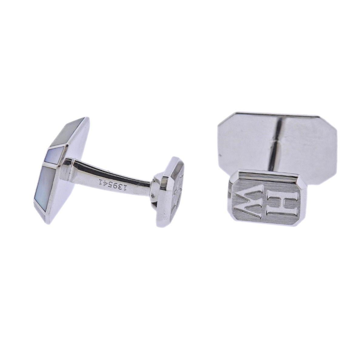 Trapezoid Cut Harry Winston Mother Of Pearl Gold Cufflinks For Sale