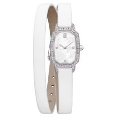 Harry Winston Mother Pearl 18k White Gold Diamond Satin Wristwatch 17.7 x 24 mm