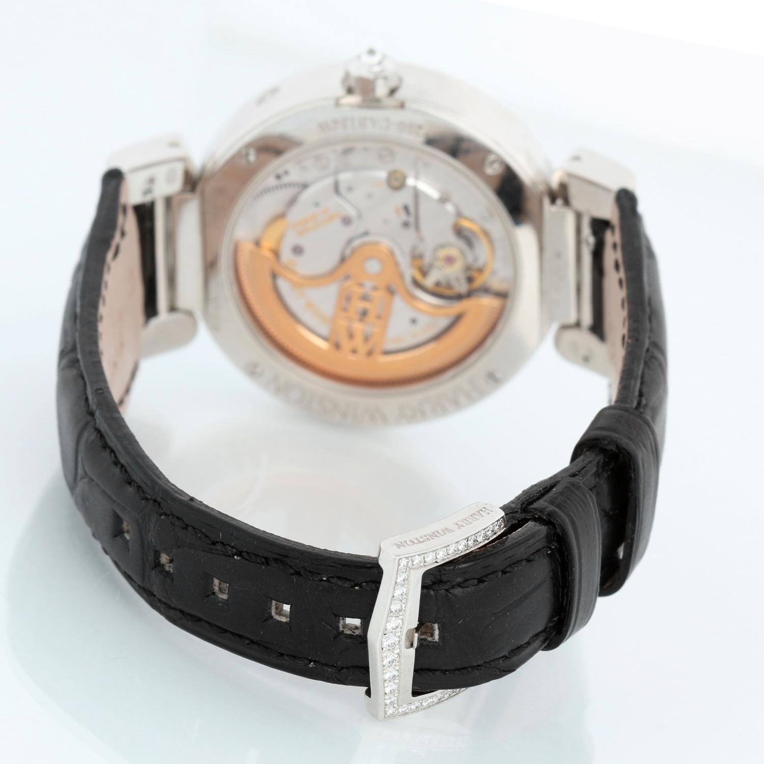 Harry Winston Ocean Biretrograde 18K White Gold  Watch UAB134W In Excellent Condition In Dallas, TX