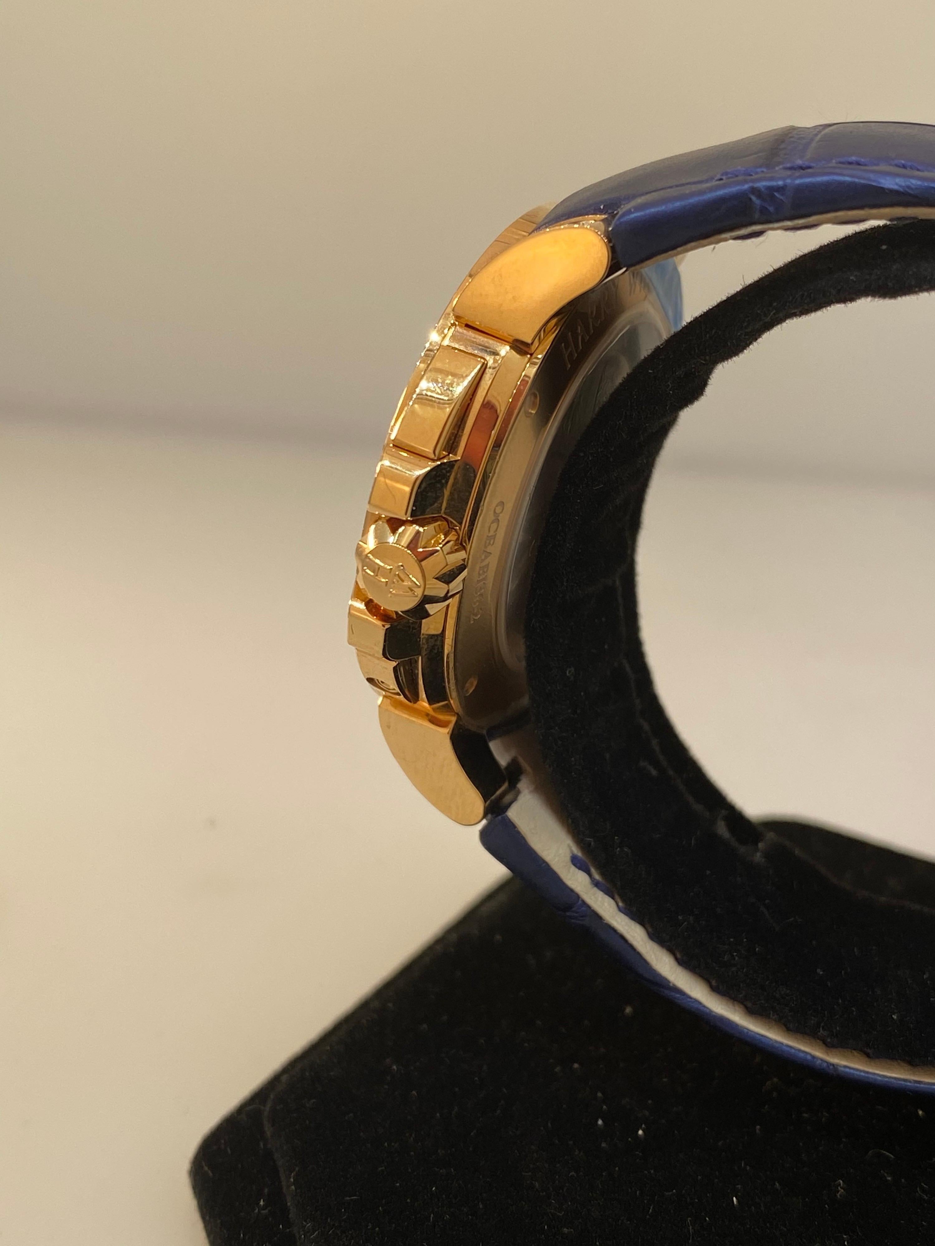 Harry Winston Ocean Biretrograde Automatic Rose Gold Diamond Ladies Watch For Sale 1