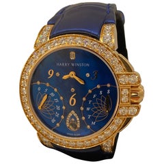 Used Harry Winston Ocean Biretrograde Automatic Rose Gold Diamond Ladies Watch