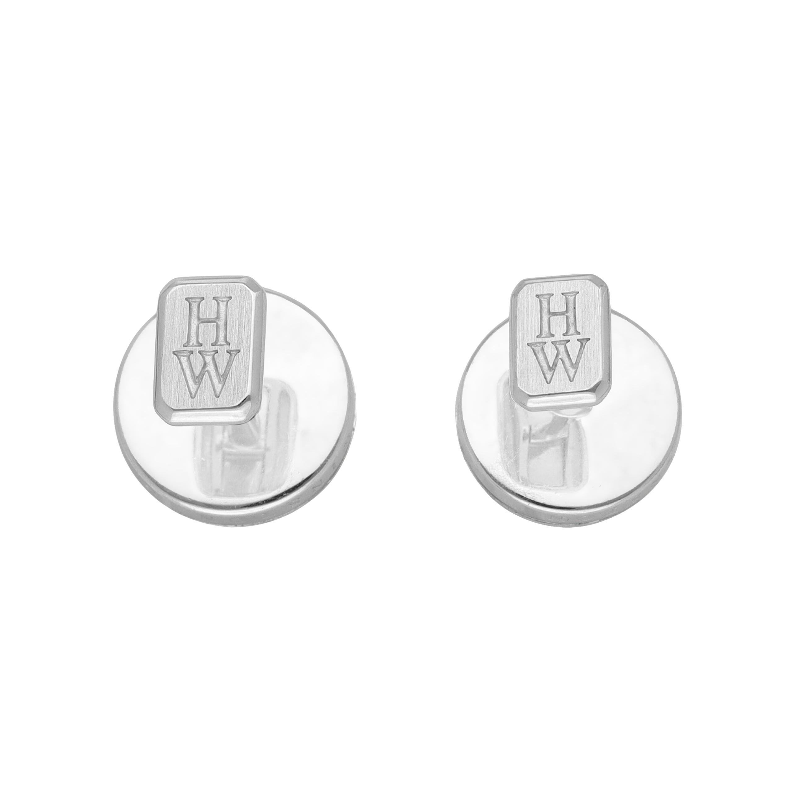Gemelli da polso Harry Winston Ocean Diamond in oro bianco 18 carati In condizioni ottime in vendita a Feasterville, PA
