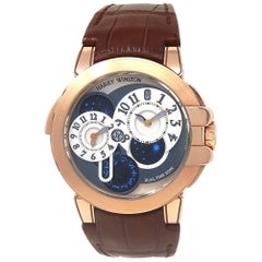 Harry Winston Ocean Dual Time 18 Karat Gold Watch Grey and White OCEATZ44RR001