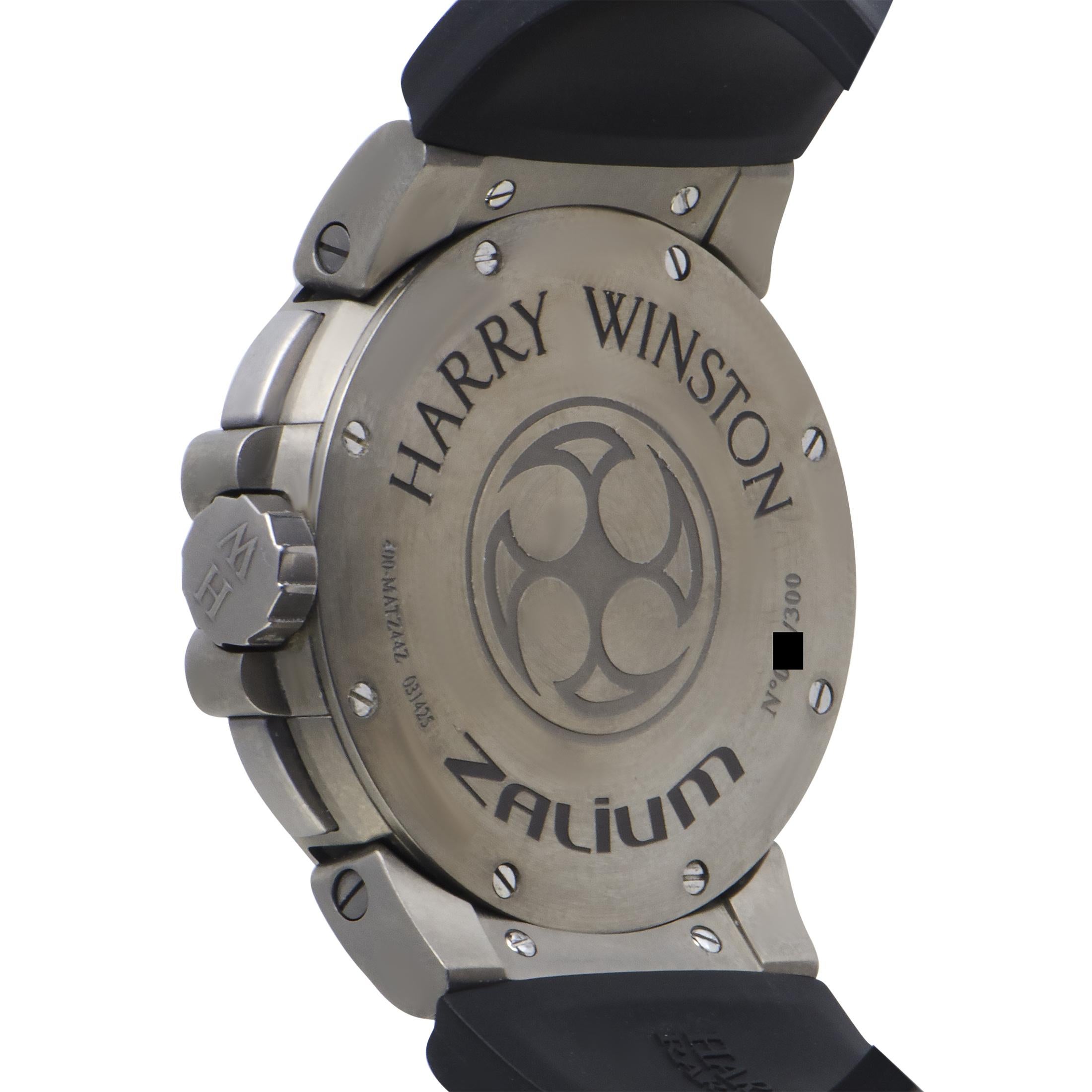 Presenting the exceptionally useful dual time function in an outstandingly legible and aesthetically sophisticated manner, this fantastic wristwatch from Harry Winston, limited to 300 pieces, is an item of sublime technical quality and masculine