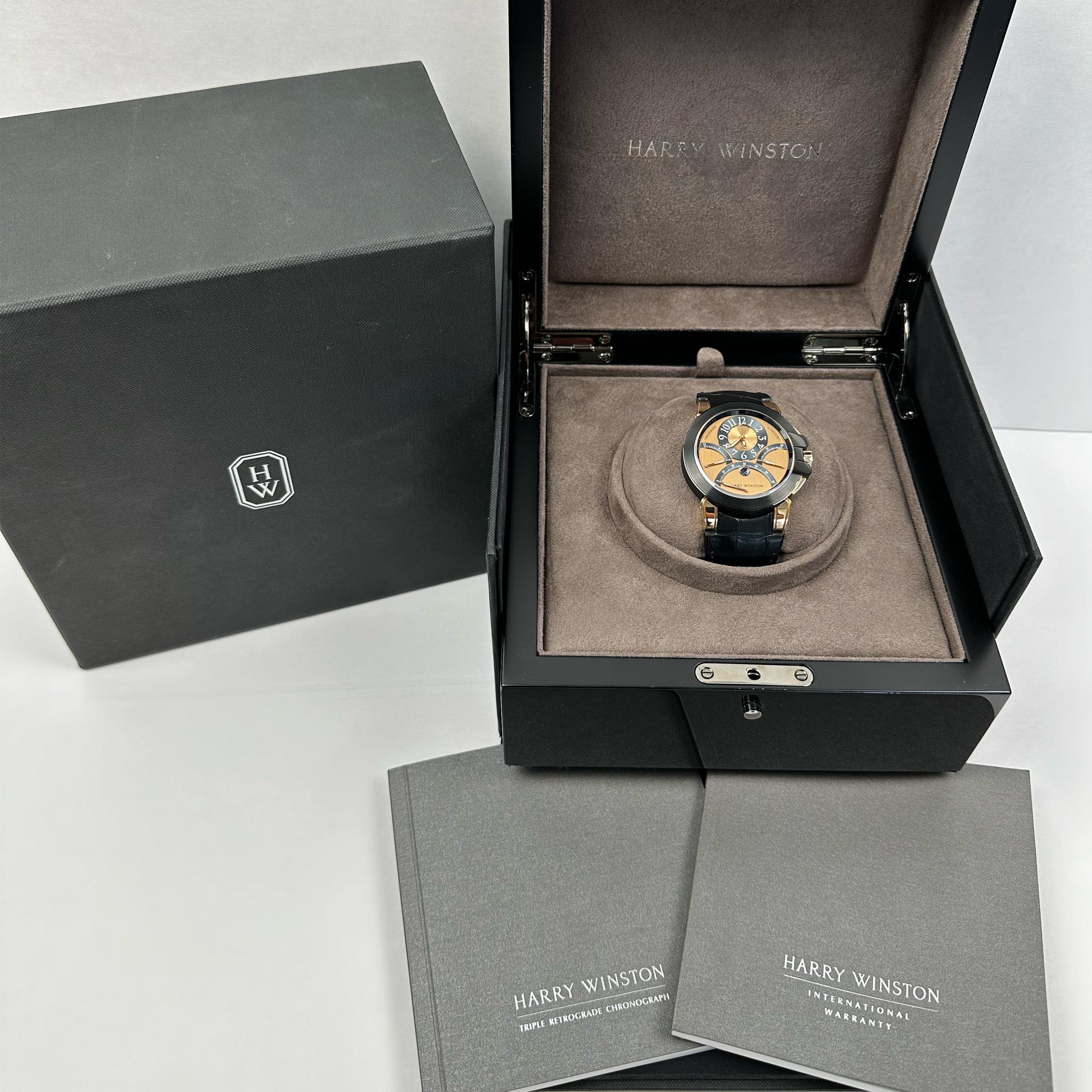 Harry Winston Ocean Triple Retrograde Chronograph 44mm Rose Gold For Sale 2